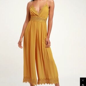 Sunny Day Dream Mustard Yellow Lace Culotte Jumpsuit